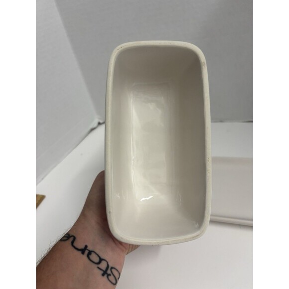 Rae Dunn GOBBLE Butter Dish White Ceramic Thanksgiving - Picture 2 of 6